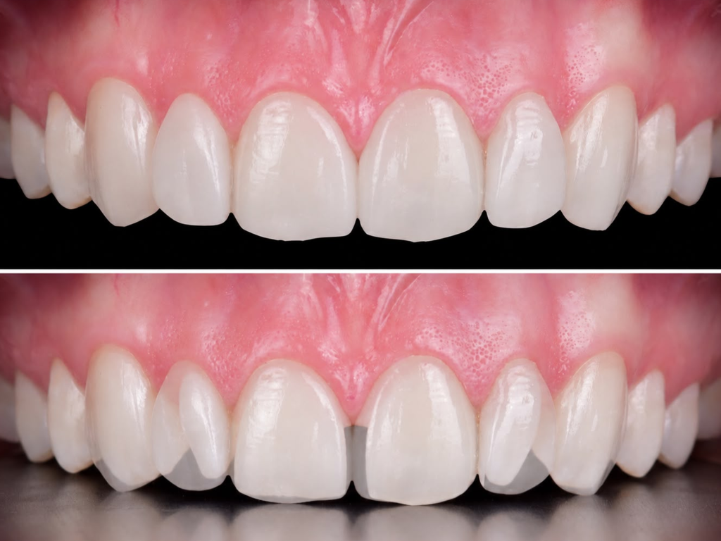 Comparativa de estética dental en dientes anteriores